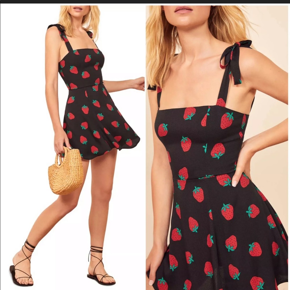 Reformation Maddy Dress Strawberry Print